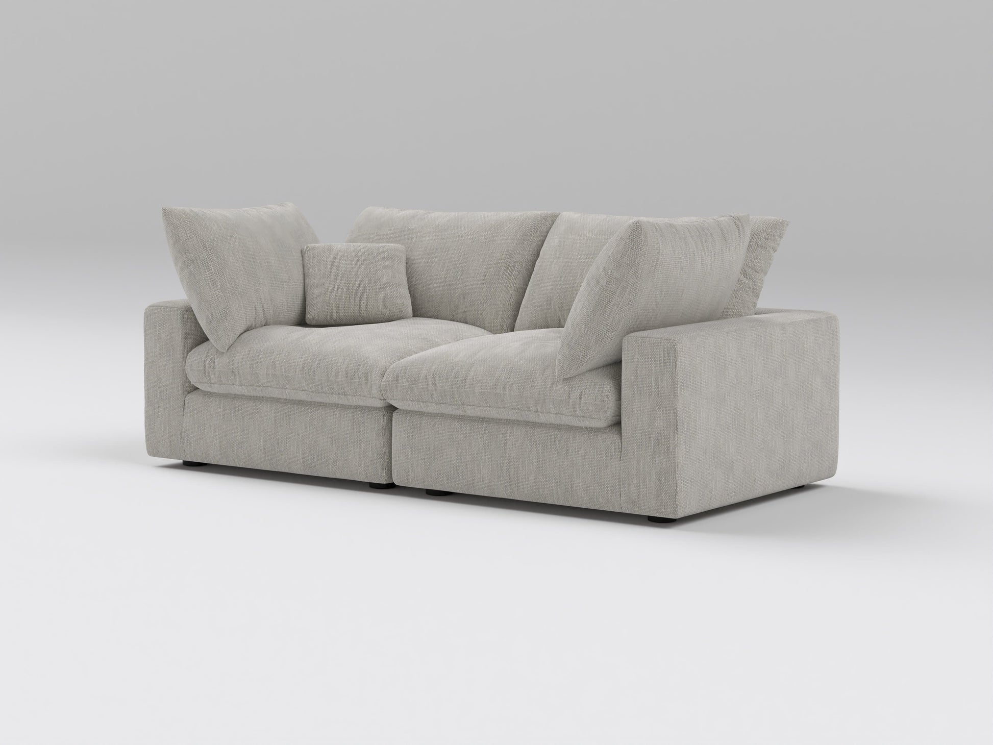 Classic Gray Modular Loveseat – 2-Piece Sofa – Right View with Clean, Modern Design