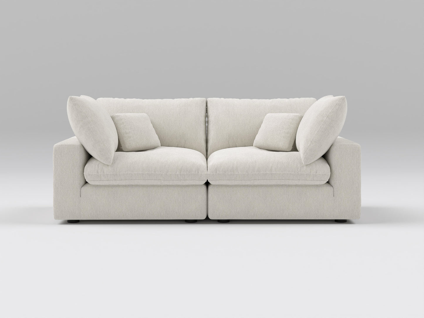 Classic 2-Piece Modular Loveseat in Ivory – Front View – Deep Seating Sofa with Connected Sections