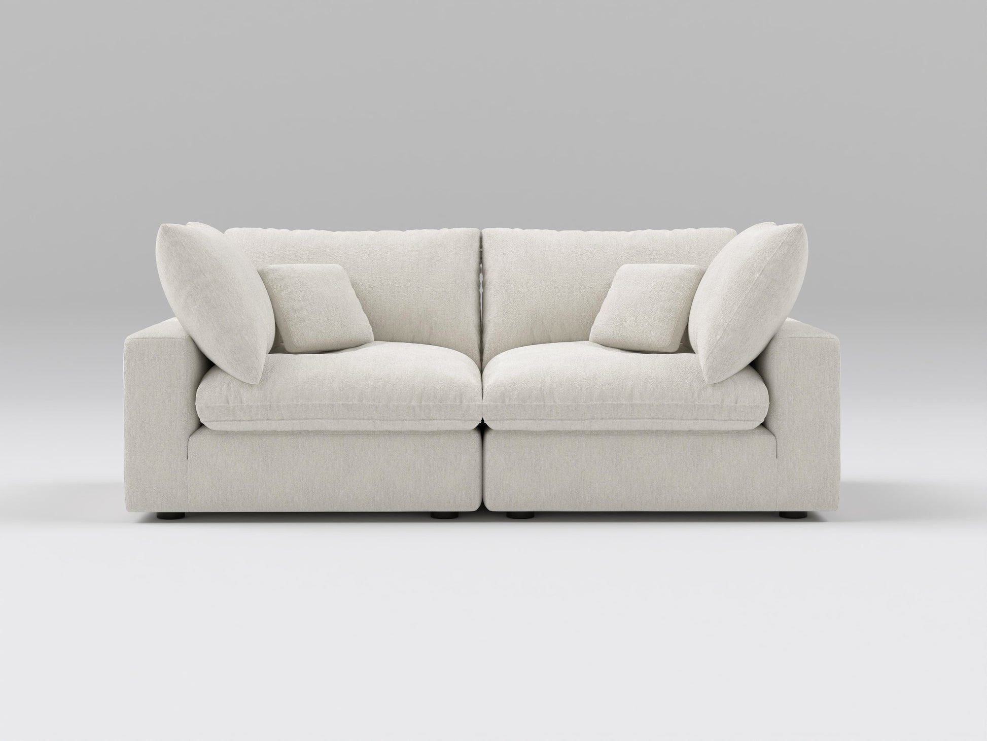 Classic 2-Piece Modular Loveseat in Ivory – Front View – Deep Seating Sofa with Connected Sections