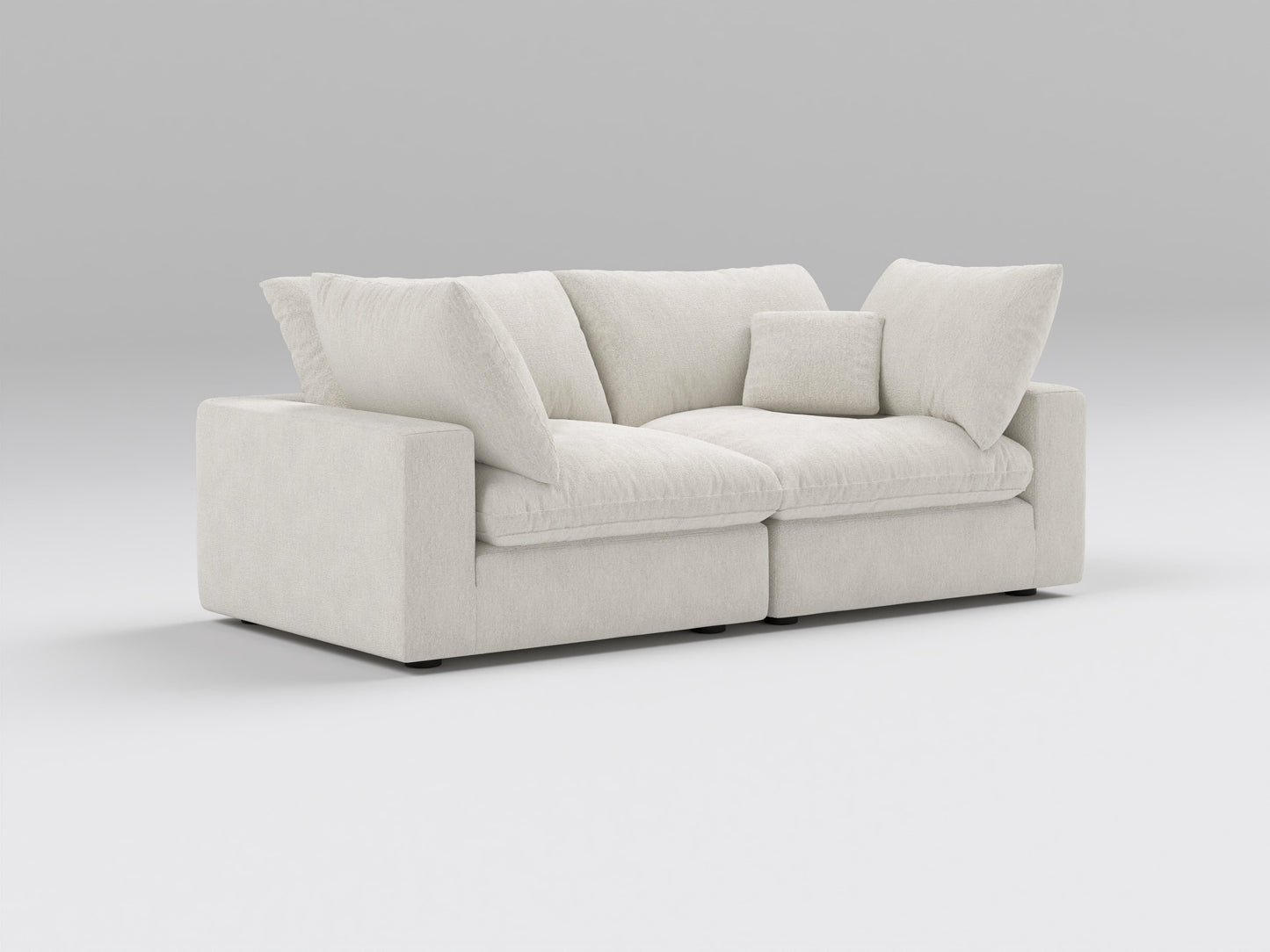 Classic 2-Piece Modular Loveseat in Ivory – Left View – Deep Seating Sofa with Connected Sections