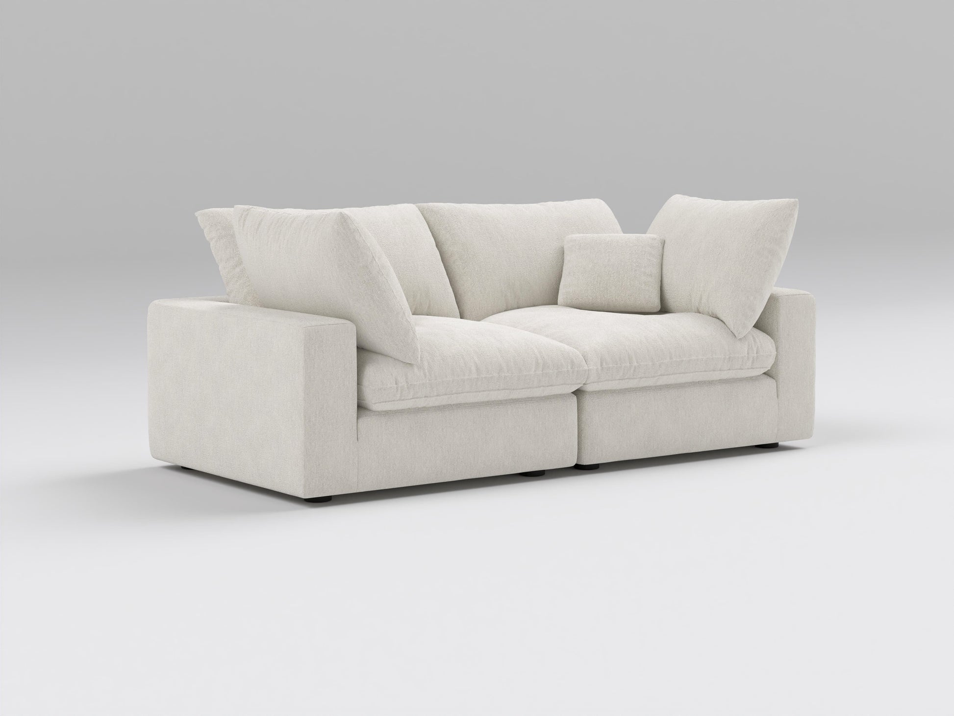 Classic 2-Piece Modular Loveseat in Ivory – Left View – Deep Seating Sofa with Connected Sections