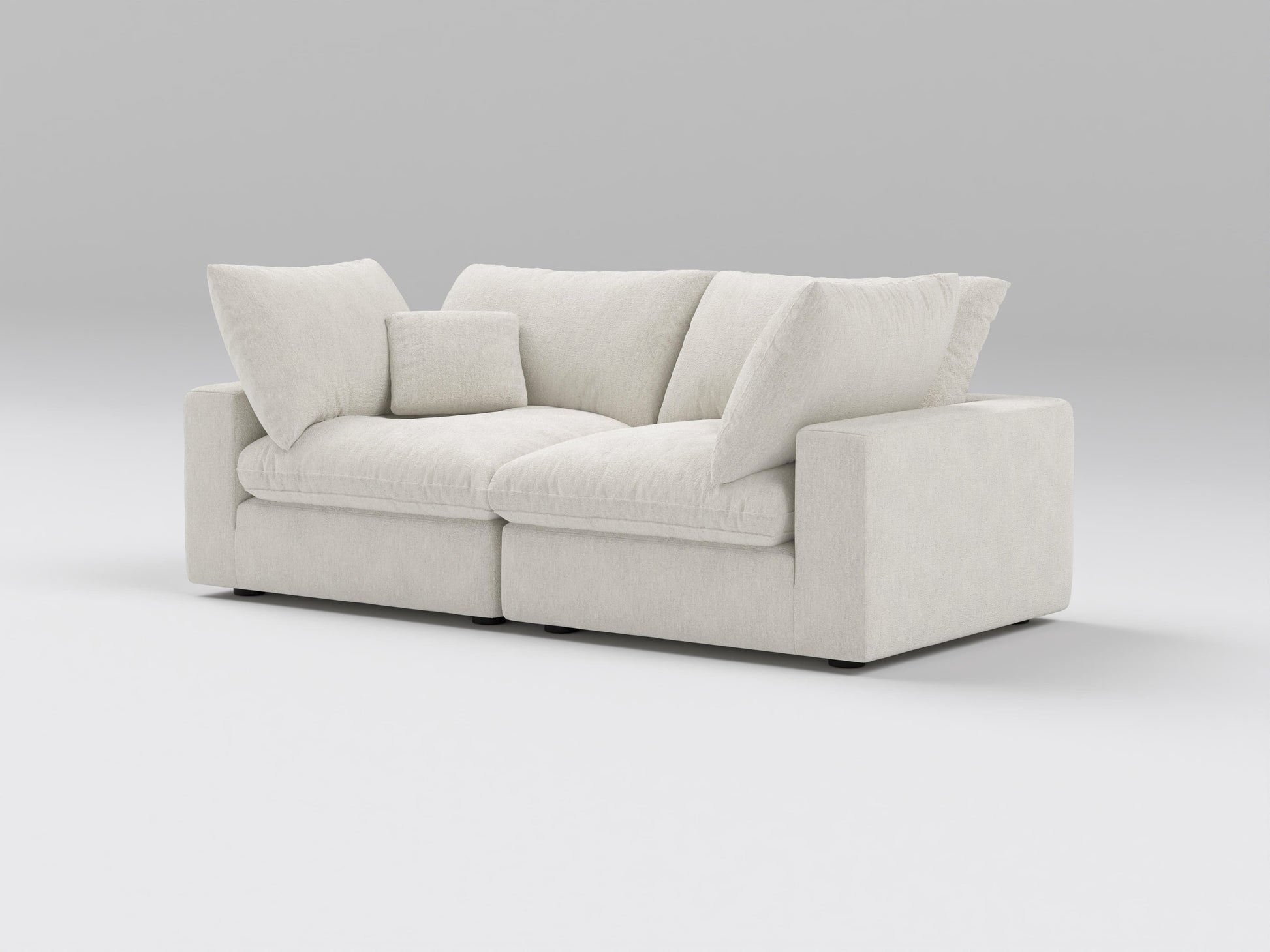 Classic 2-Piece Modular Loveseat in Ivory – Right View – Deep Seating Sofa with Connected Sections