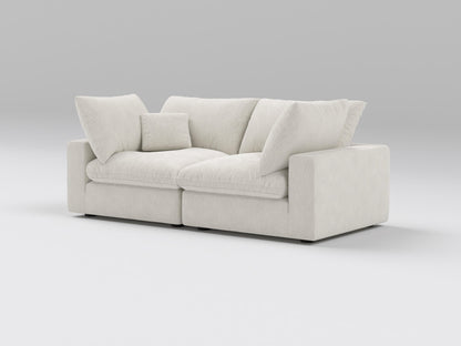 Classic 2-Piece Modular Loveseat in Ivory – Right View – Deep Seating Sofa with Connected Sections