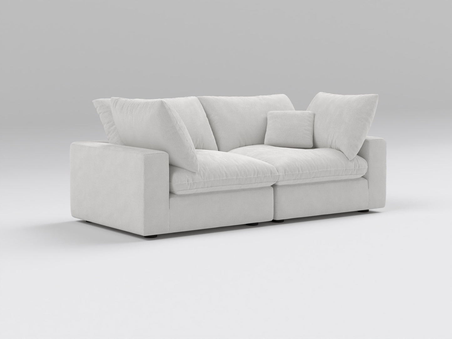 Classic Off-White Modular Loveseat – 2-Piece Configuration – Plush, Deep Seating Design