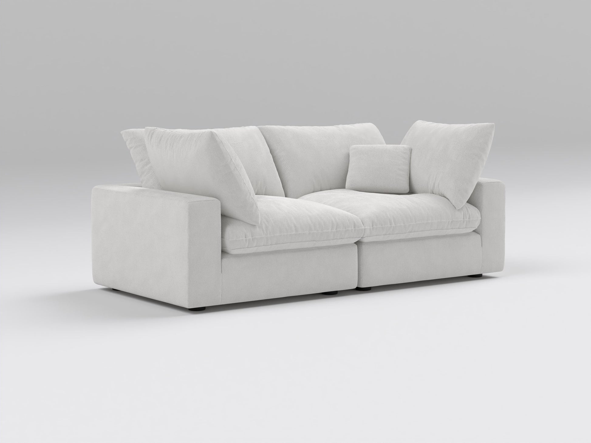 Classic Off-White Modular Loveseat – 2-Piece Configuration – Plush, Deep Seating Design