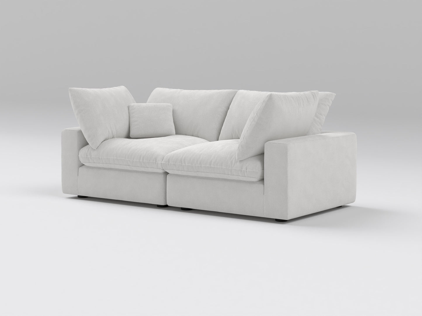 Classic Off-White Modular Loveseat – 2-Piece Configuration – Plush, Deep Seating Design