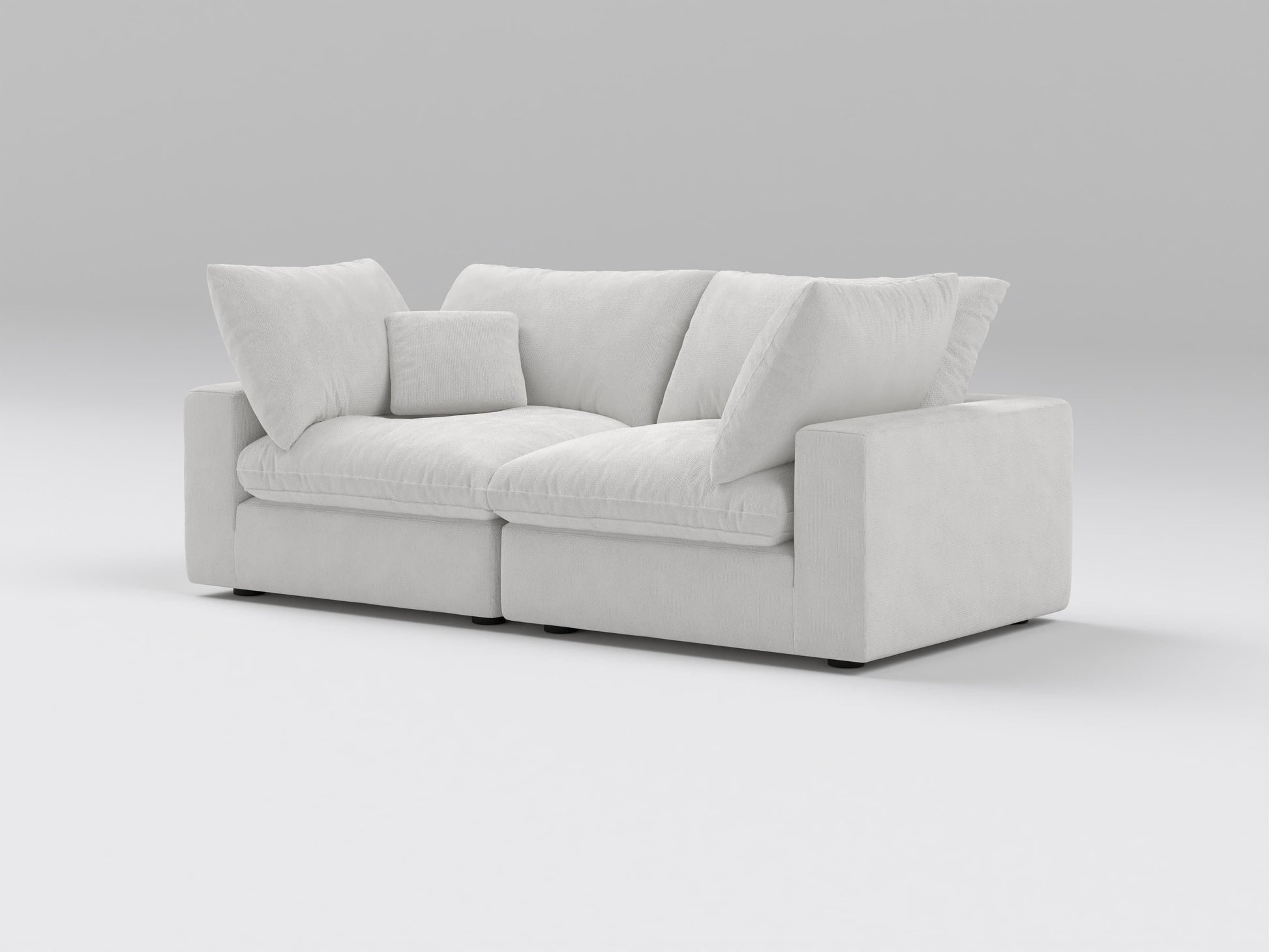 Classic Off-White Modular Loveseat – 2-Piece Configuration – Plush, Deep Seating Design