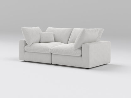 Classic Off-White Modular Loveseat – 2-Piece Configuration – Plush, Deep Seating Design