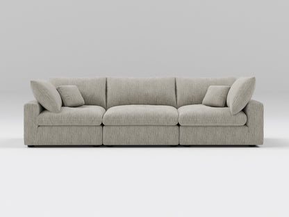 Classic Gray Modular Sofa – 3-Piece Design – Front View of Deep, Comfortable Seating