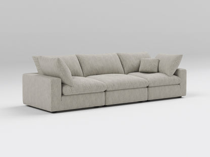 Classic Gray Modular Sofa – 3-Piece Design – Left View of Deep, Comfortable Seating