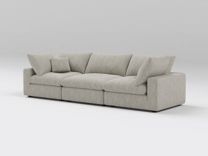 Classic Gray Modular Sofa – 3-Piece Design – Right View of Deep, Comfortable Seating