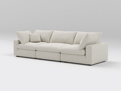 Classic 3-Piece Modular Sofa in Ivory – Right View – Deep Seating Layout with Clean, Modern Lines