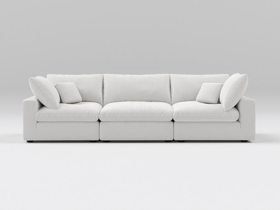 Classic Off-White Modular Sofa – 3-Piece Configuration – Plush with Modular Flexibility