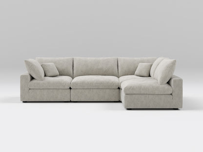  Classic Gray 4-Piece Modular Sectional – Armless Chaise – Comfortable Modular Sofa with Relaxed Lounging Layout