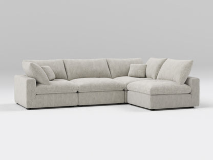  Classic Gray 4-Piece Modular Sectional – Armless Chaise – Comfortable Modular Sofa with Relaxed Lounging Layout