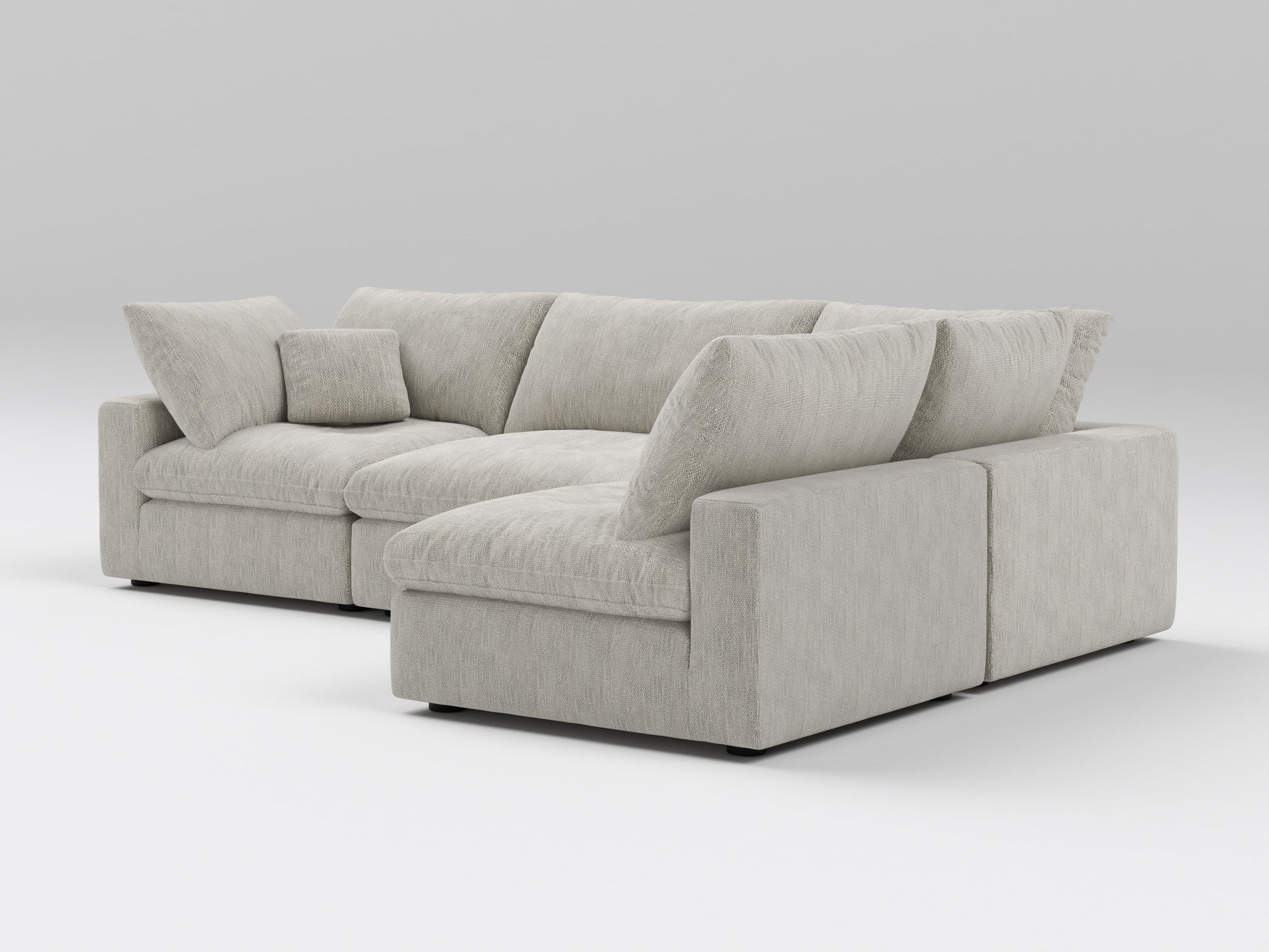 Classic Gray 4-Piece Modular Sectional – Armless Chaise – Comfortable Modular Sofa with Relaxed Lounging Layout