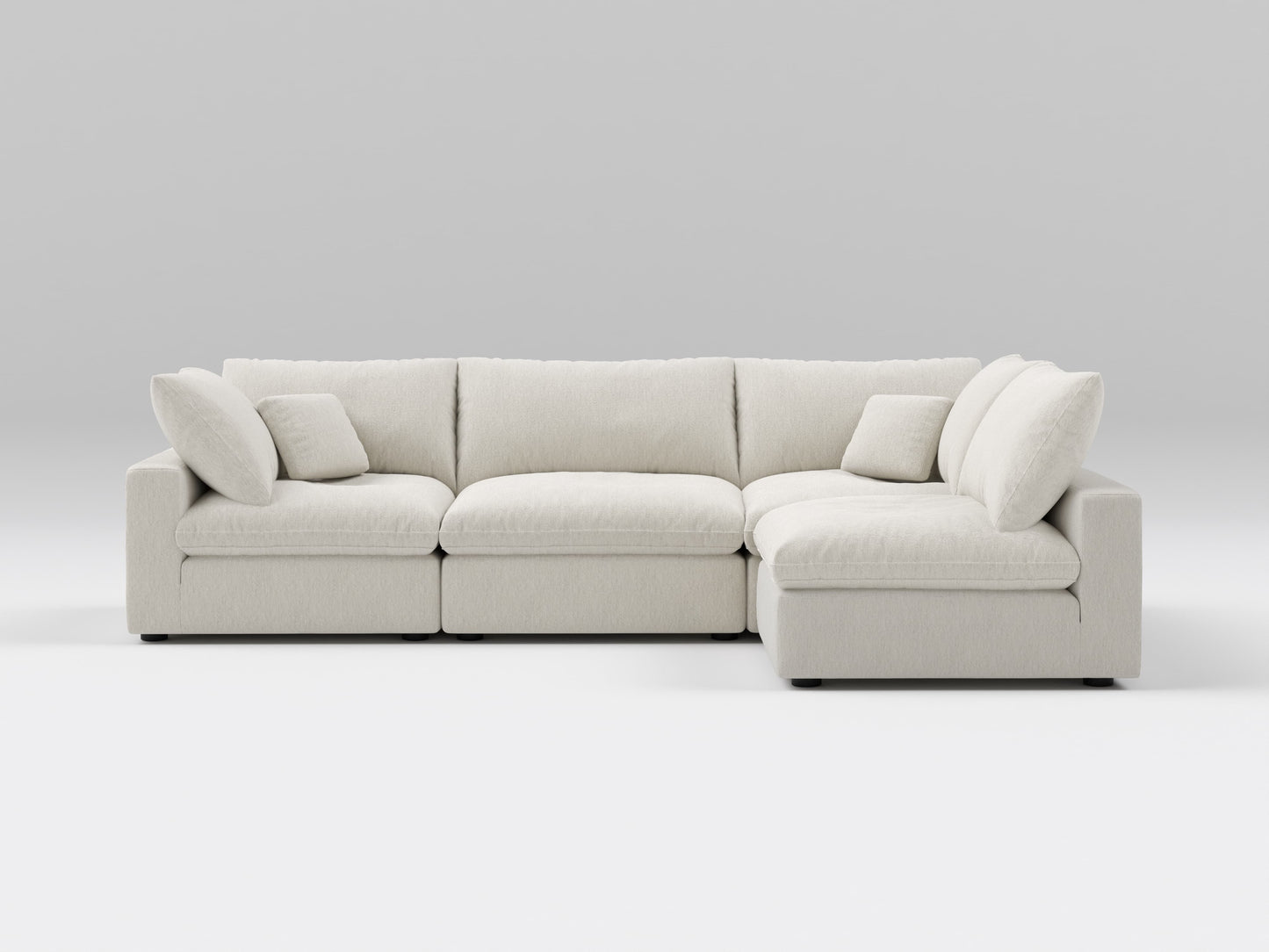 Classic Ivory Modular Sectional – 4-Piece Armless Chaise Configuration