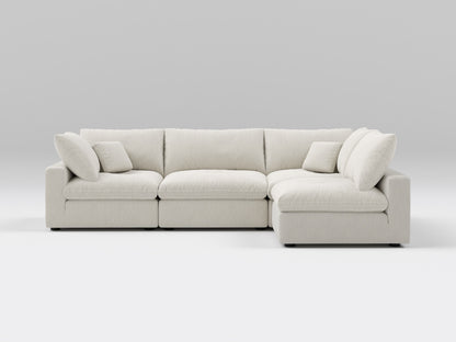 Classic Ivory Modular Sectional – 4-Piece Armless Chaise Configuration