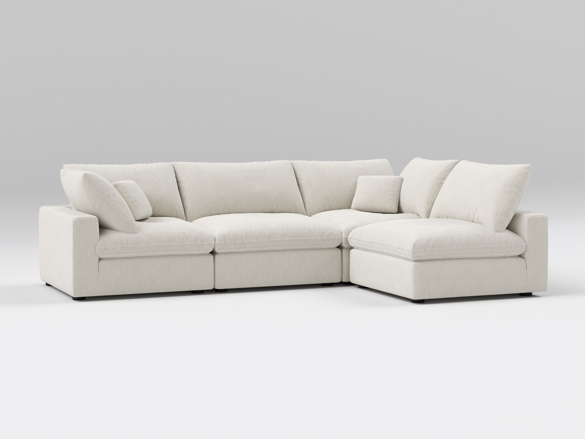 Classic Ivory Modular Sectional – 4-Piece Armless Chaise Configuration