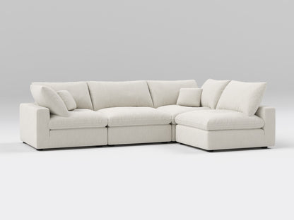 Classic Ivory Modular Sectional – 4-Piece Armless Chaise Configuration