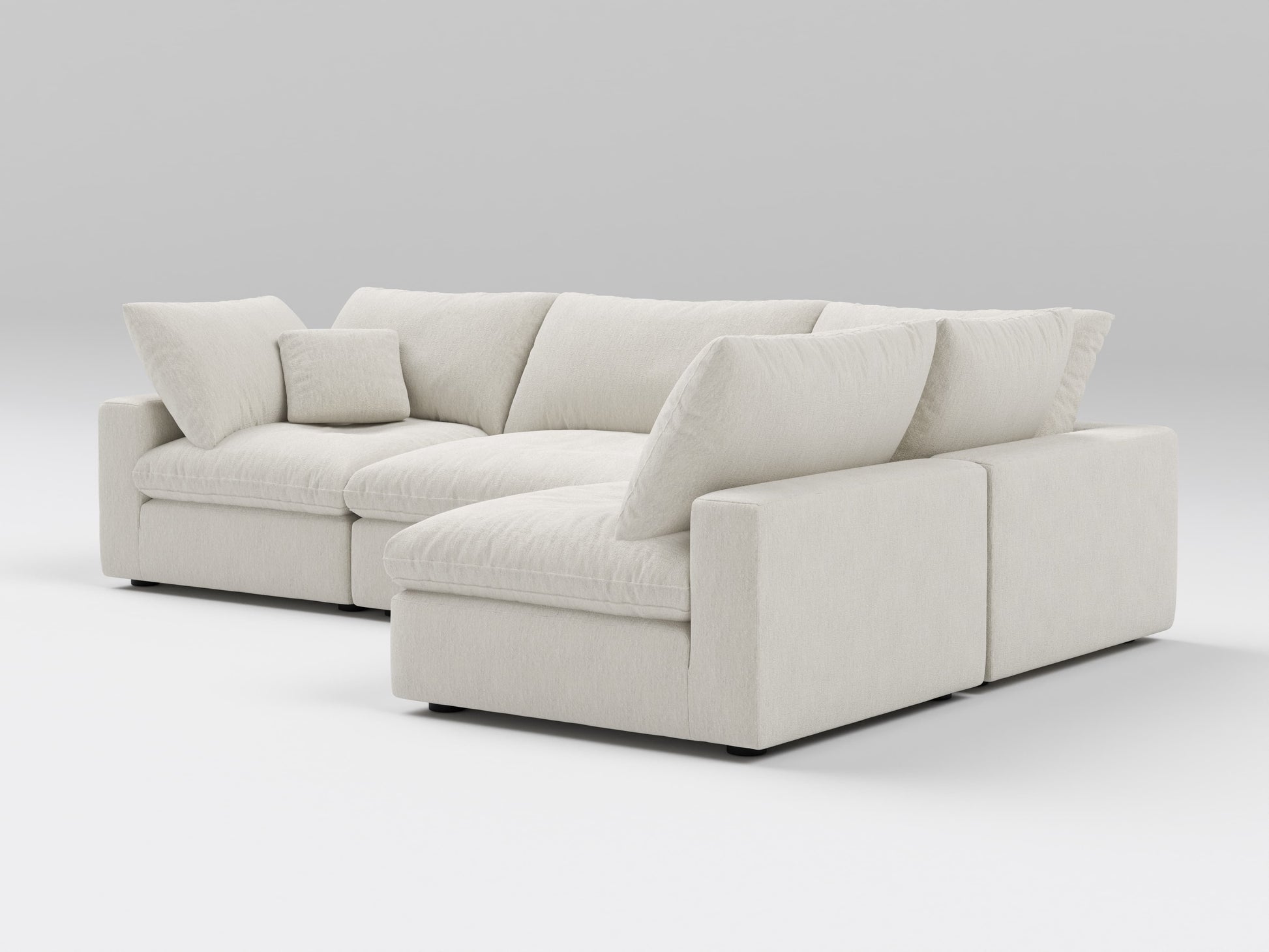 Classic Ivory Modular Sectional – 4-Piece Armless Chaise Configuration