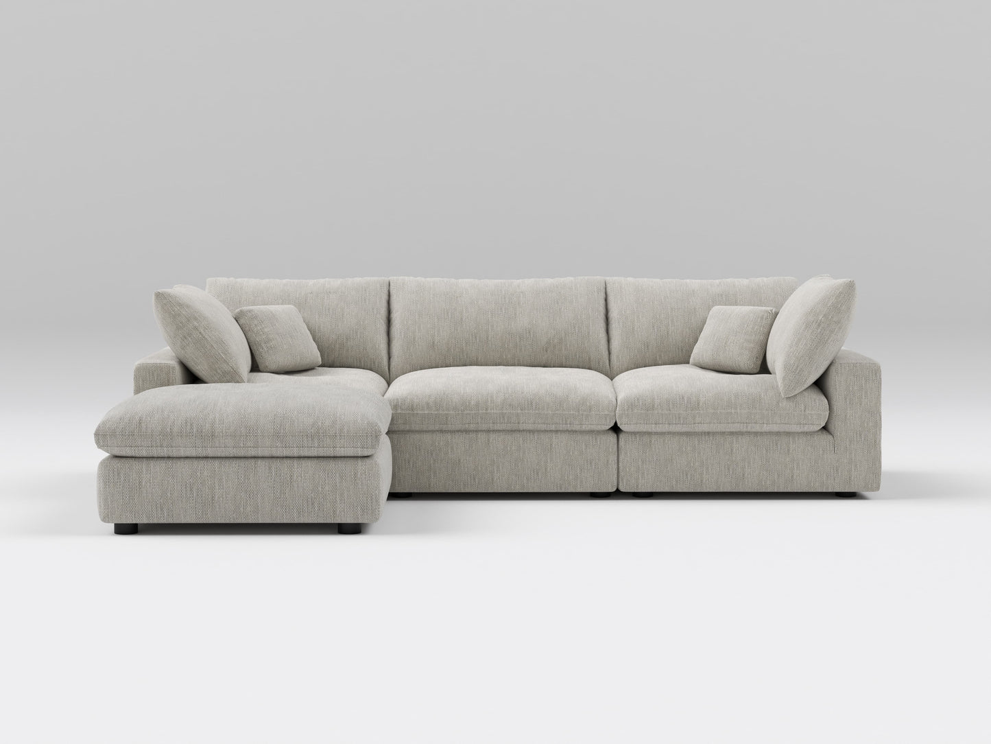 Classic Gray Modular Sectional – 4-Piece Sofa – Modern Modular Setup with Comfortable Deep Cushions