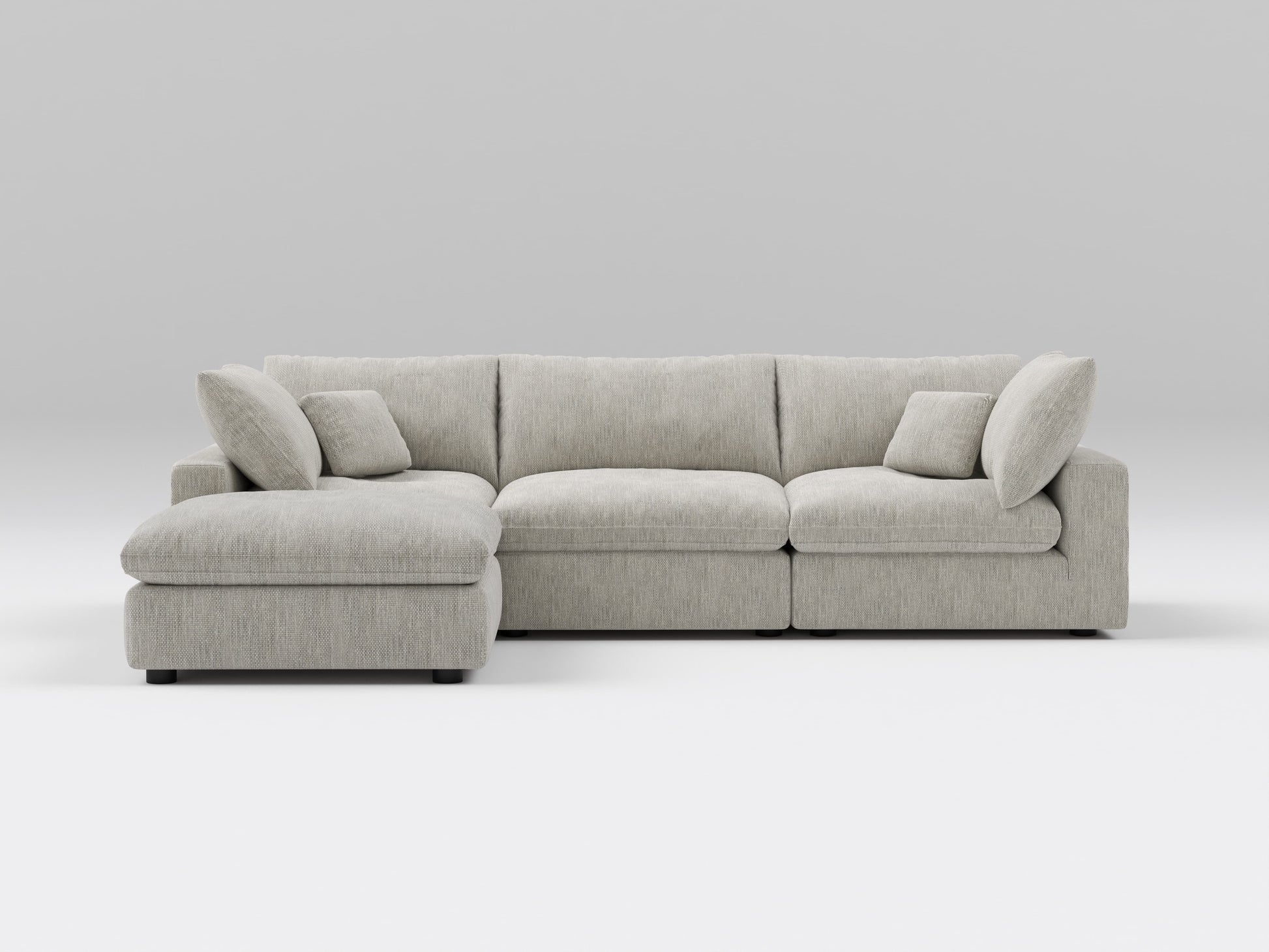Classic Gray Modular Sectional – 4-Piece Sofa – Modern Modular Setup with Comfortable Deep Cushions