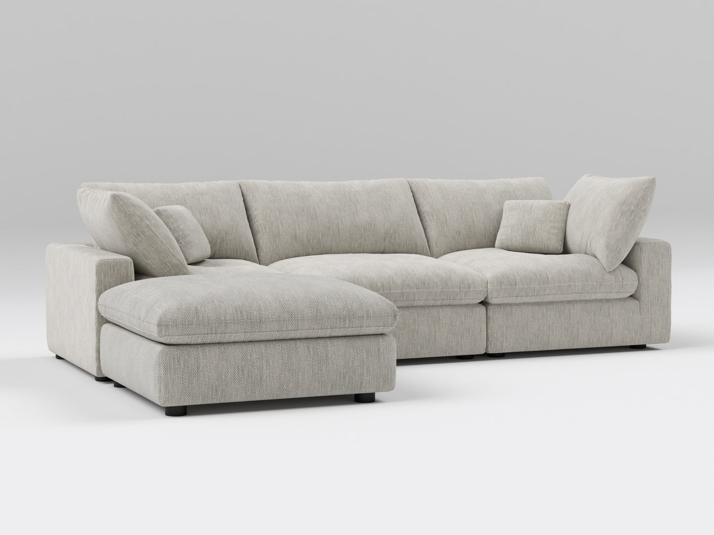 Classic Gray Modular Sectional – 4-Piece Sofa – Modern Modular Setup with Comfortable Deep Cushions