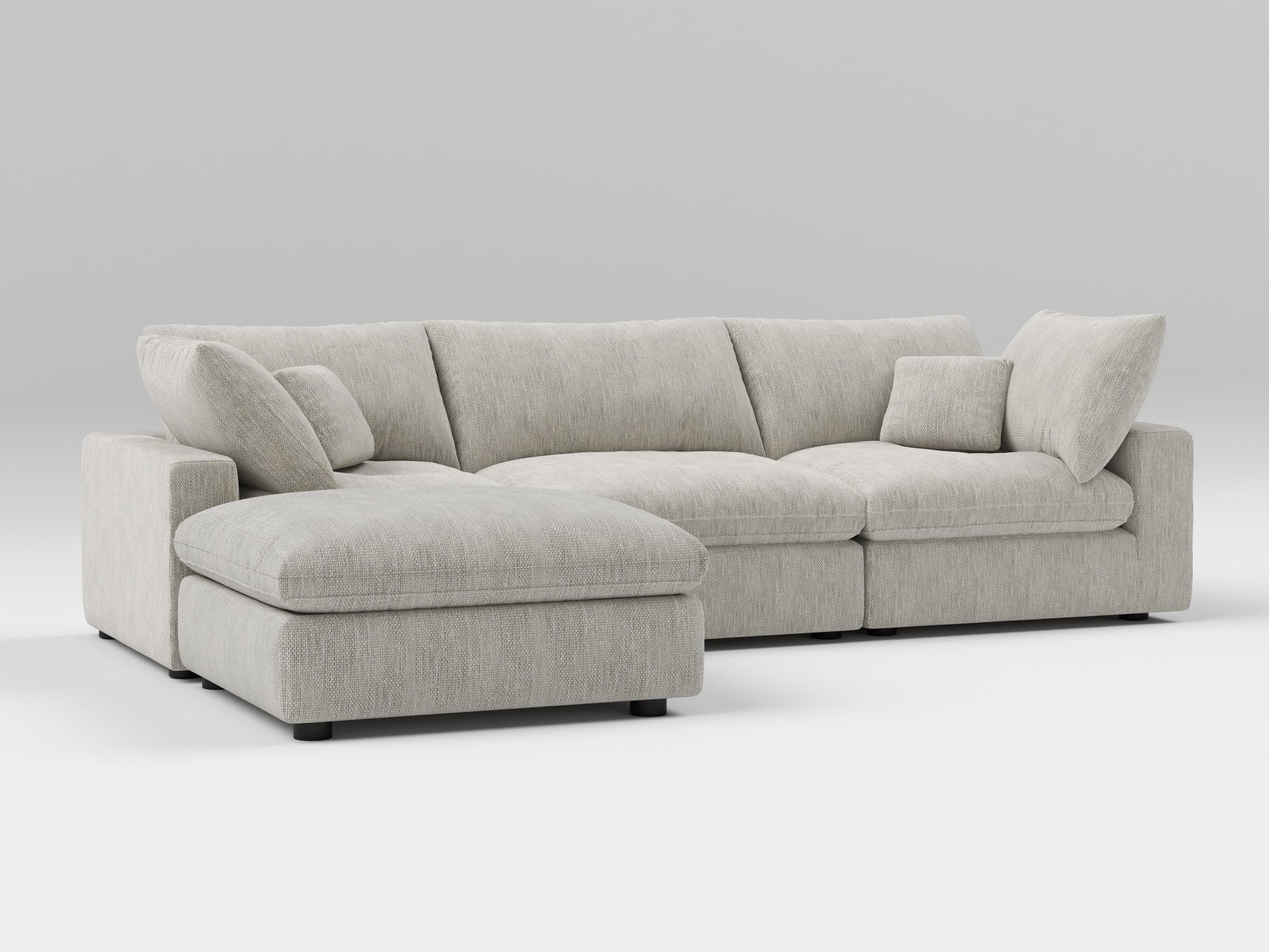Classic Gray Modular Sectional – 4-Piece Sofa – Modern Modular Setup with Comfortable Deep Cushions