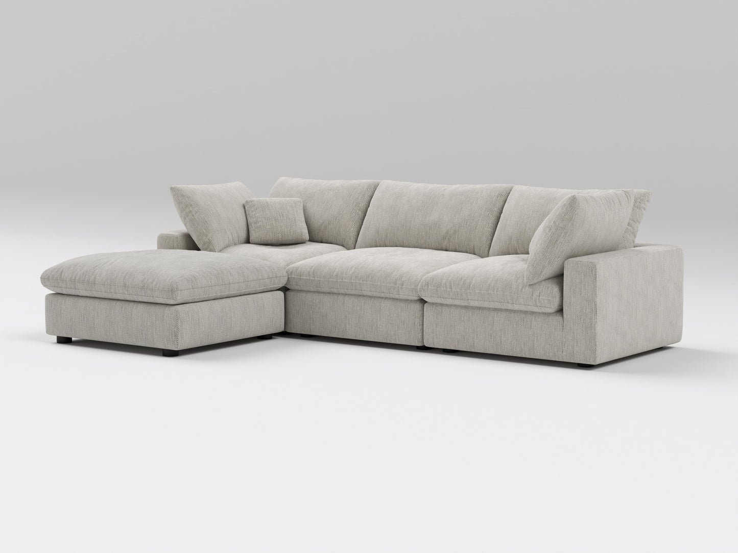 Classic Gray Modular Sectional – 4-Piece Sofa – Modern Modular Setup with Comfortable Deep Cushions
