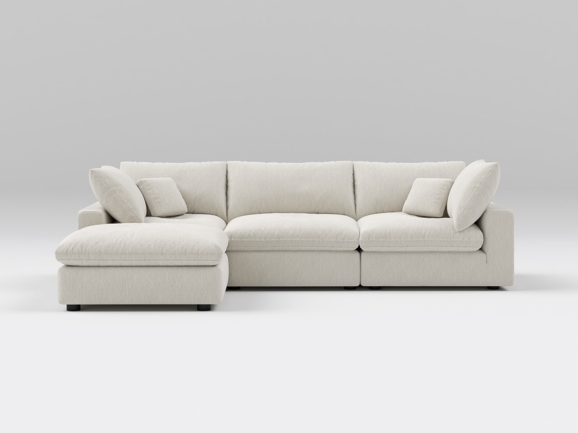 Classic 4-Piece Modular Sectional in Ivory – Front View – Deep Seating Sofa with Versatile Modular Layout
