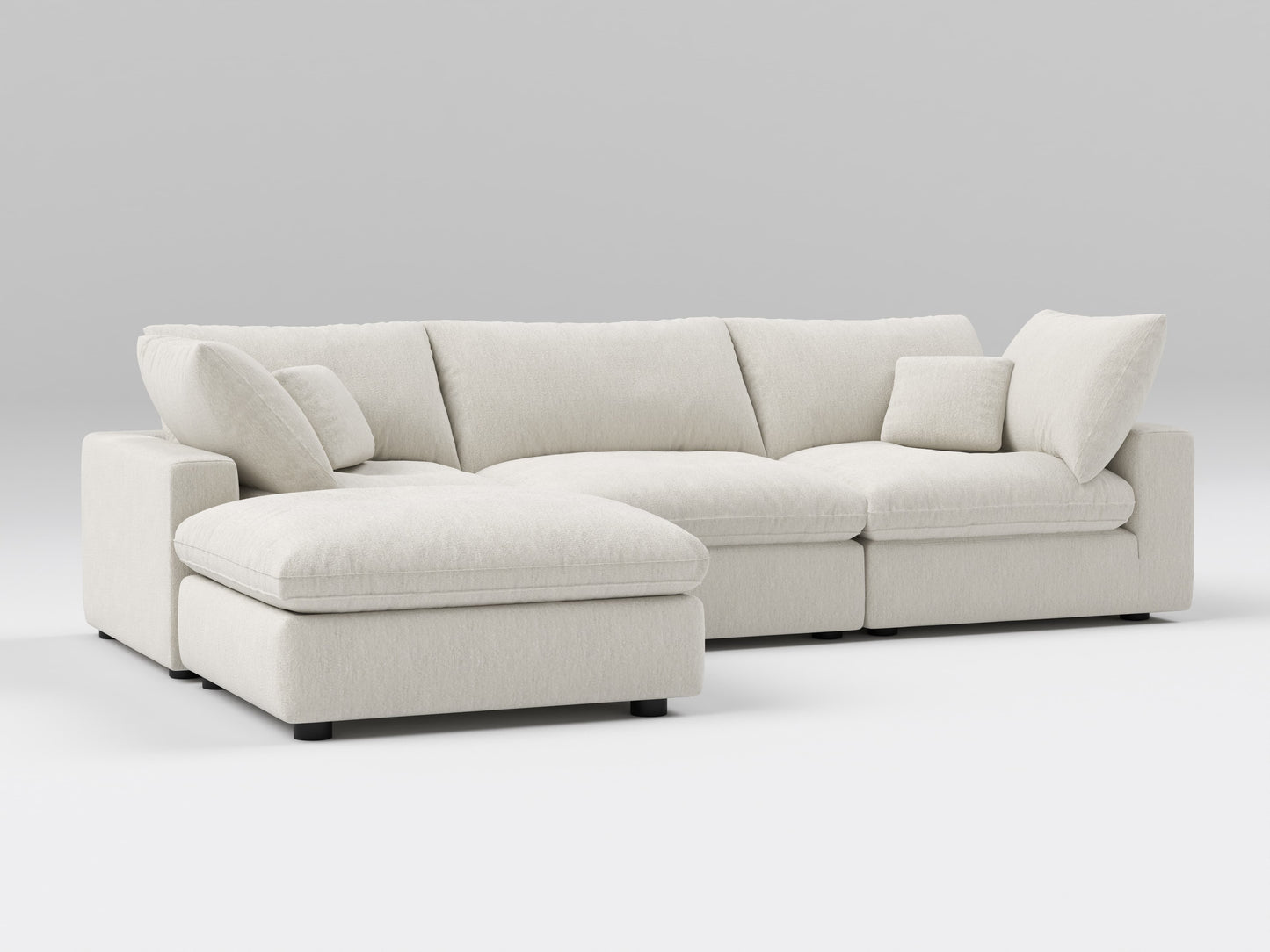 Classic 4-Piece Modular Sectional in Ivory – Front View – Deep Seating Sofa with Versatile Modular Layout