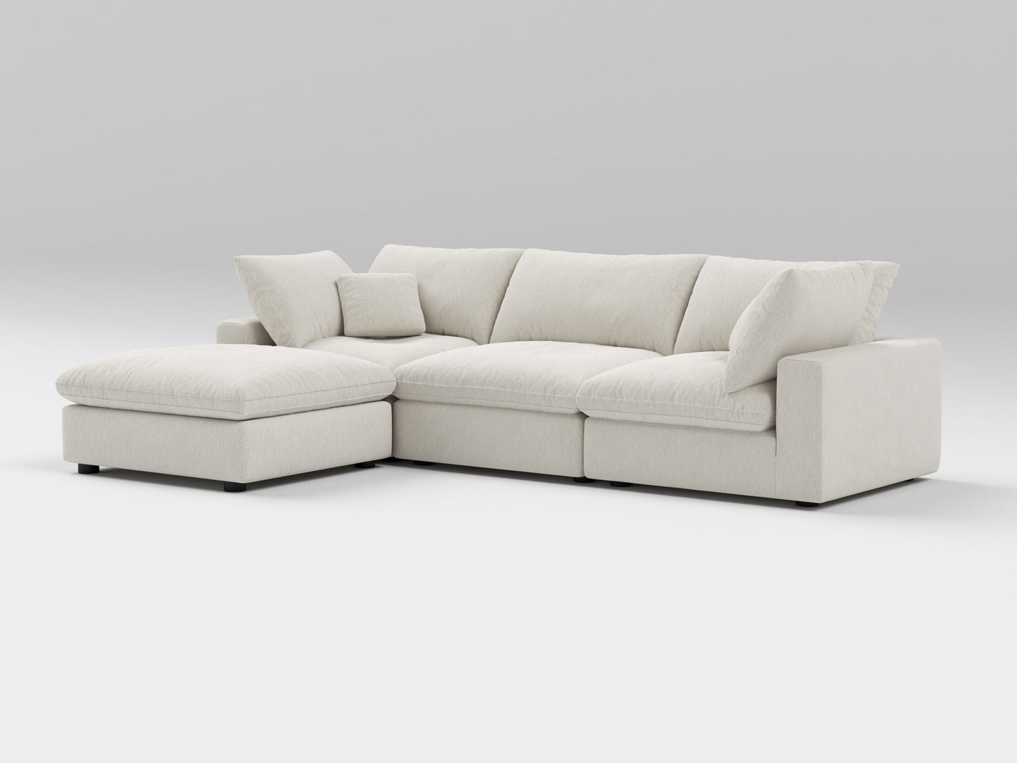 Classic 4-Piece Modular Sectional in Ivory – Front View – Deep Seating Sofa with Versatile Modular Layout