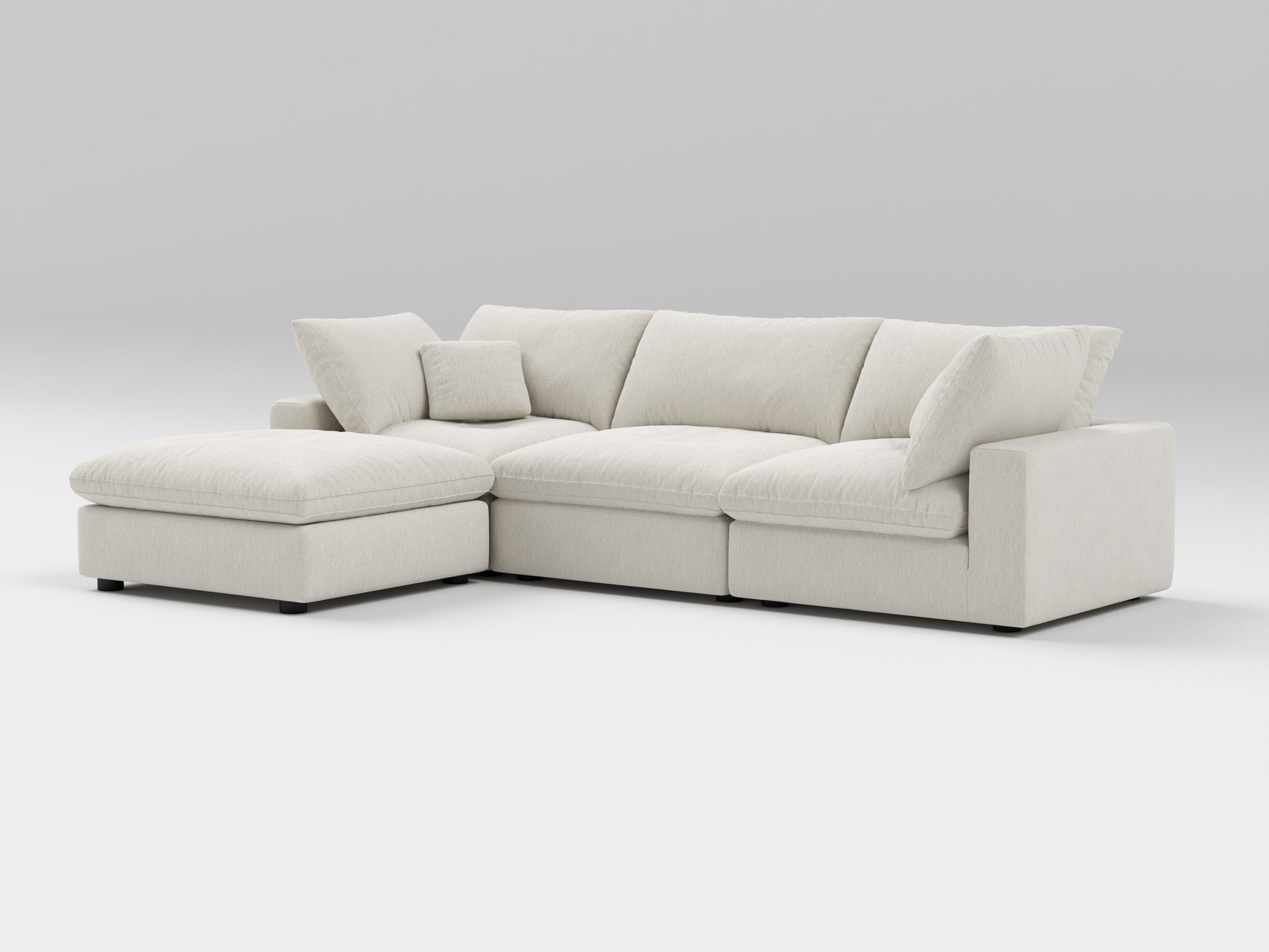 Classic 4-Piece Modular Sectional in Ivory – Front View – Deep Seating Sofa with Versatile Modular Layout
