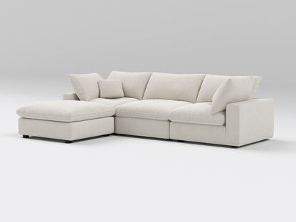 Classic 4-Piece Modular Sectional in Ivory – Front View – Deep Seating Sofa with Versatile Modular Layout
