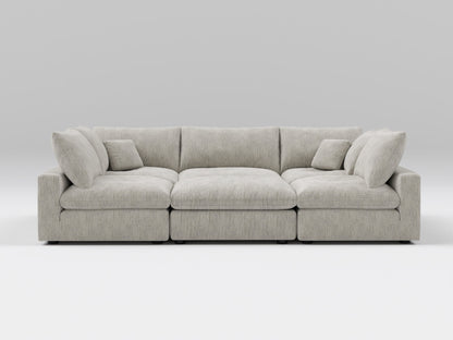 Classic Gray 6-Piece Modular Bed – U-Shaped Layout – Plush Sectional that Converts to Sleeping Surface