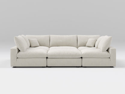 Classic 6-Piece Modular Bed in Ivory – Front View – Deep Cushioned Layout Designed for Lounging or Sleeping