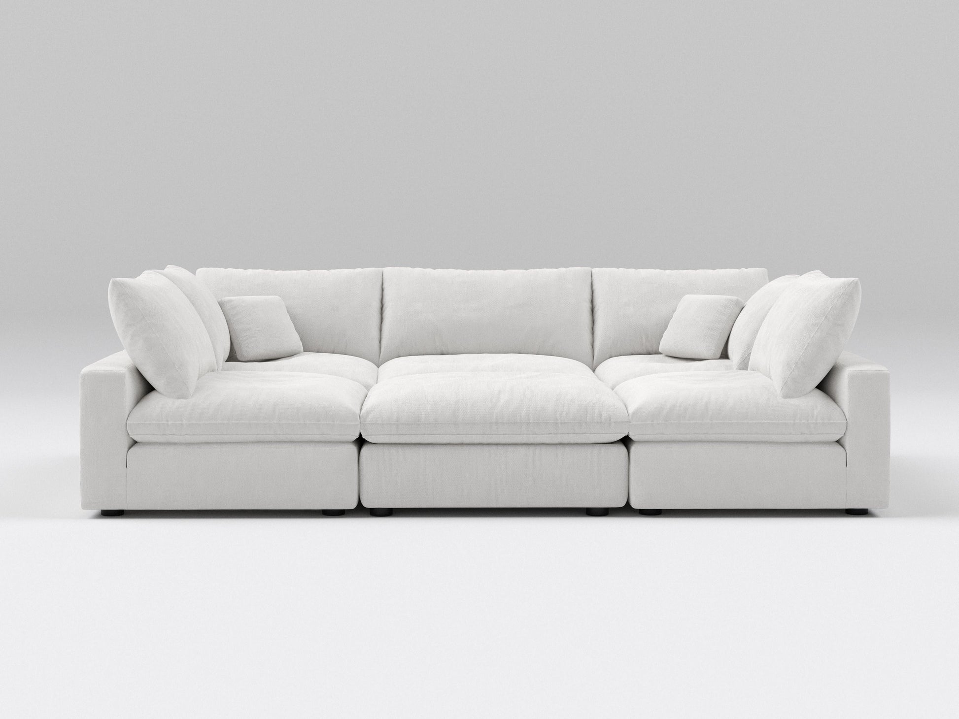 Classic Off-White Modular Bed – 6-Piece Sofa Configuration – Converts into Bed