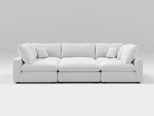 Classic Off-White Modular Bed – 6-Piece Sofa Configuration – Converts into Bed