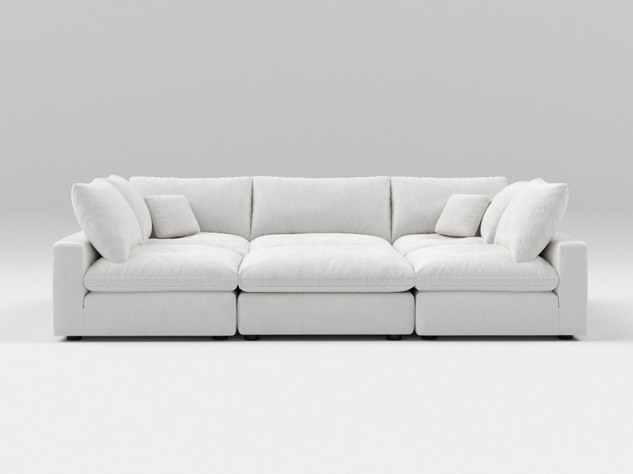 Classic Off-White Modular Bed – 6-Piece Sofa Configuration – Converts into Bed