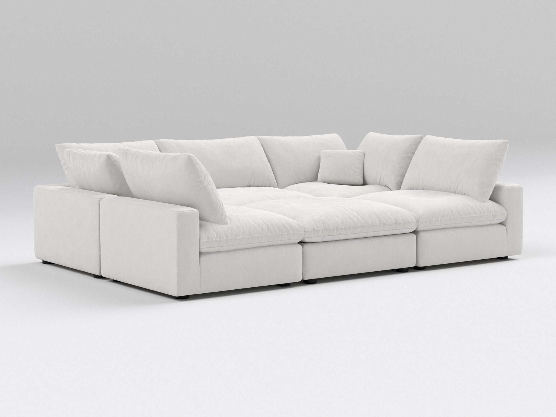 Classic Off-White Modular Bed – 6-Piece Sofa Configuration – Converts into Bed