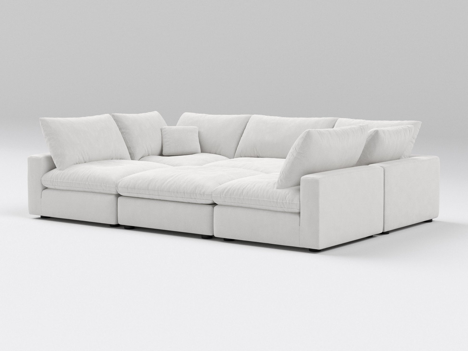 Classic Off-White Modular Bed – 6-Piece Sofa Configuration – Converts into Bed
