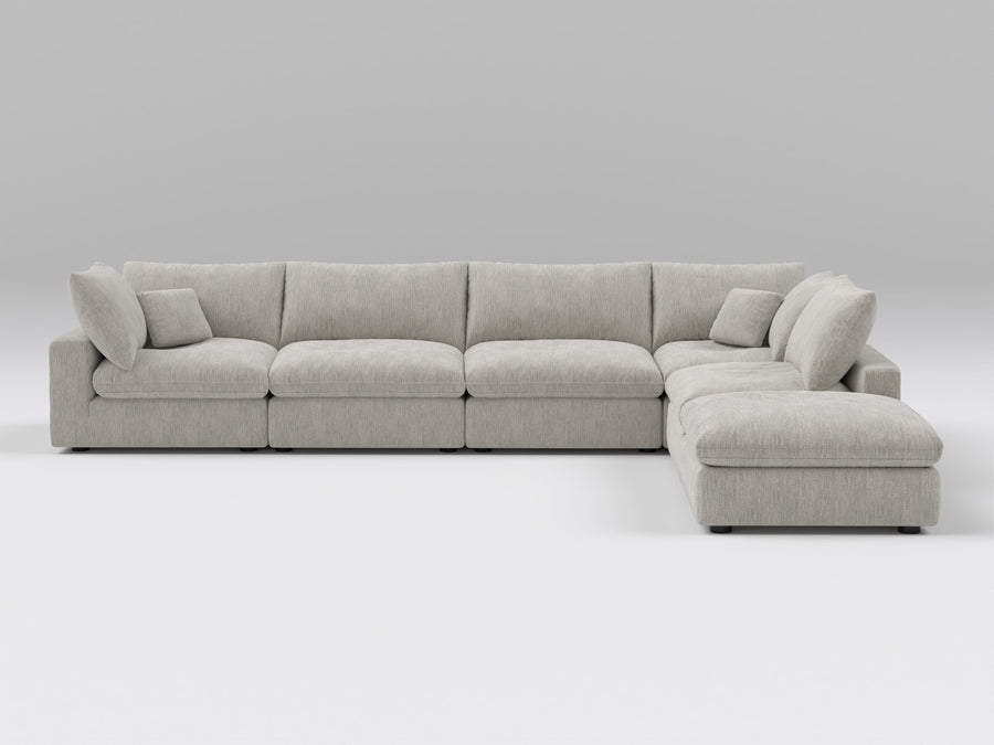 Classic Gray Modular Sectional – 6-Piece Sofa