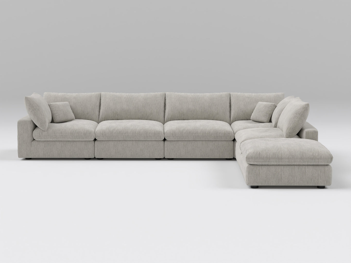Classic Gray Modular Sectional – 6-Piece Sofa