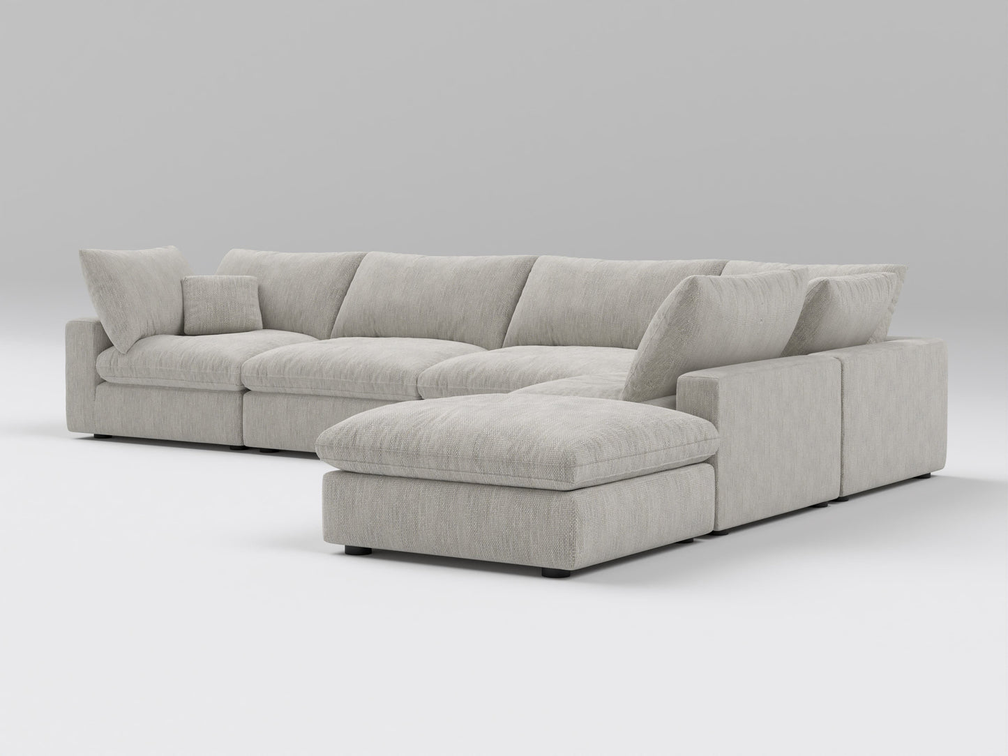 Classic Gray Modular Sectional – 6-Piece Sofa 