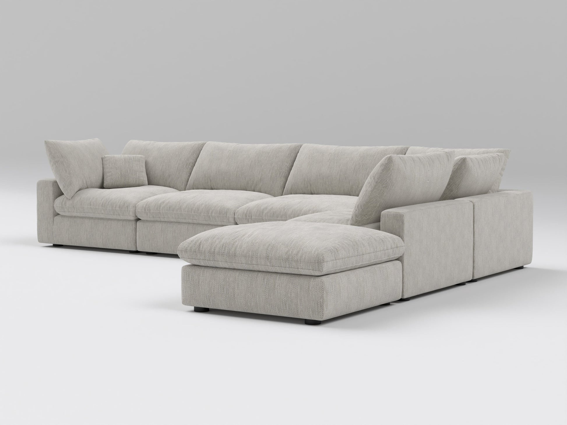 Classic Gray Modular Sectional – 6-Piece Sofa 