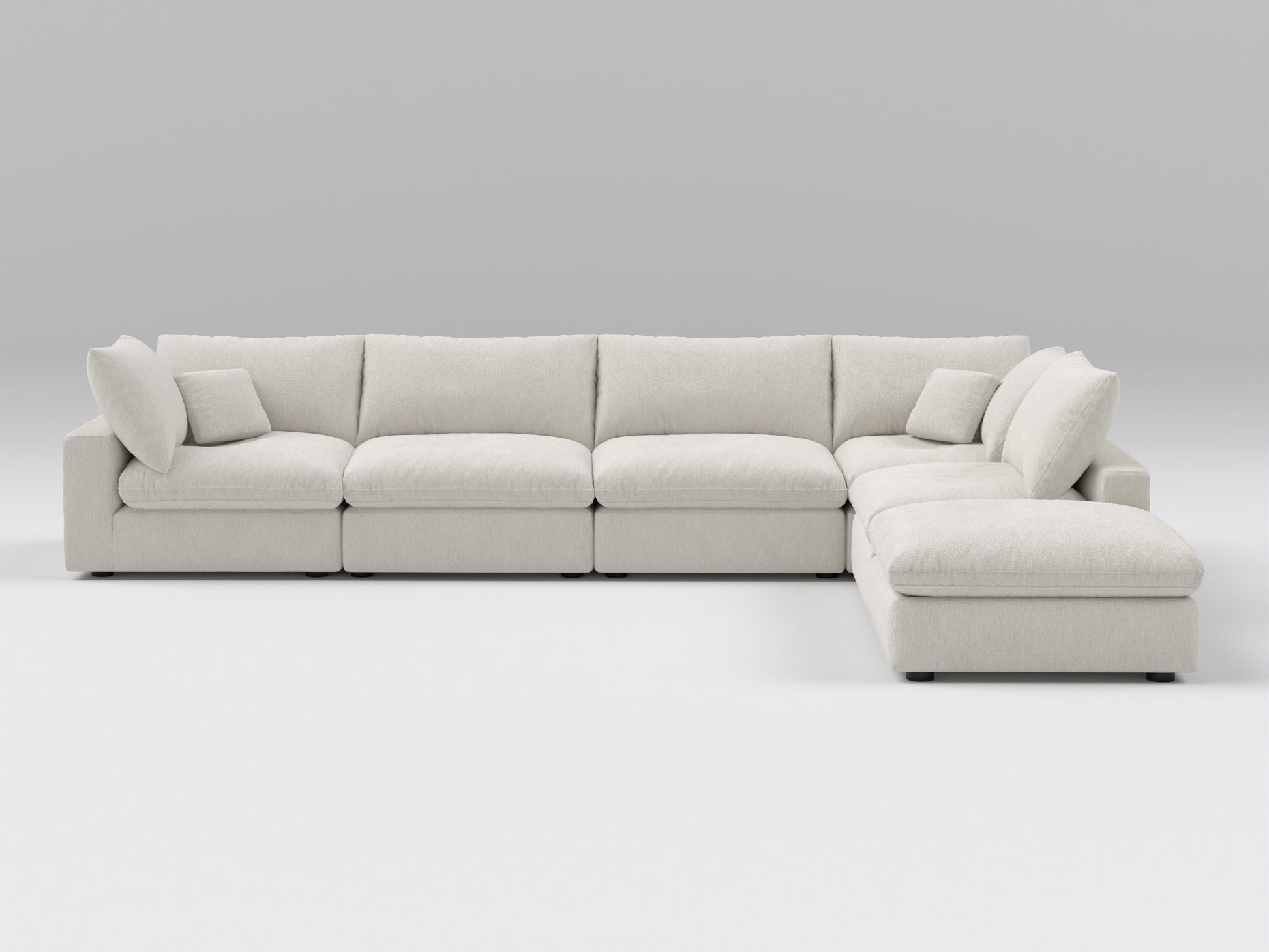 Classic 6-Piece Modular Sectional in Ivory – Front View – Deep Seating Sofa in Flexible Layout