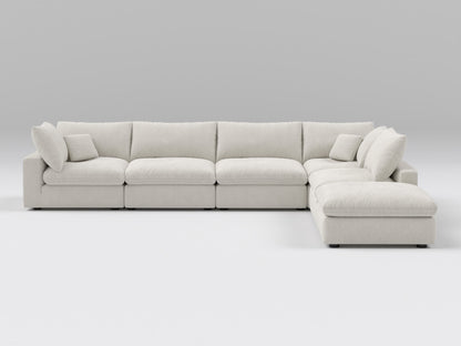 Classic 6-Piece Modular Sectional in Ivory – Front View – Deep Seating Sofa in Flexible Layout