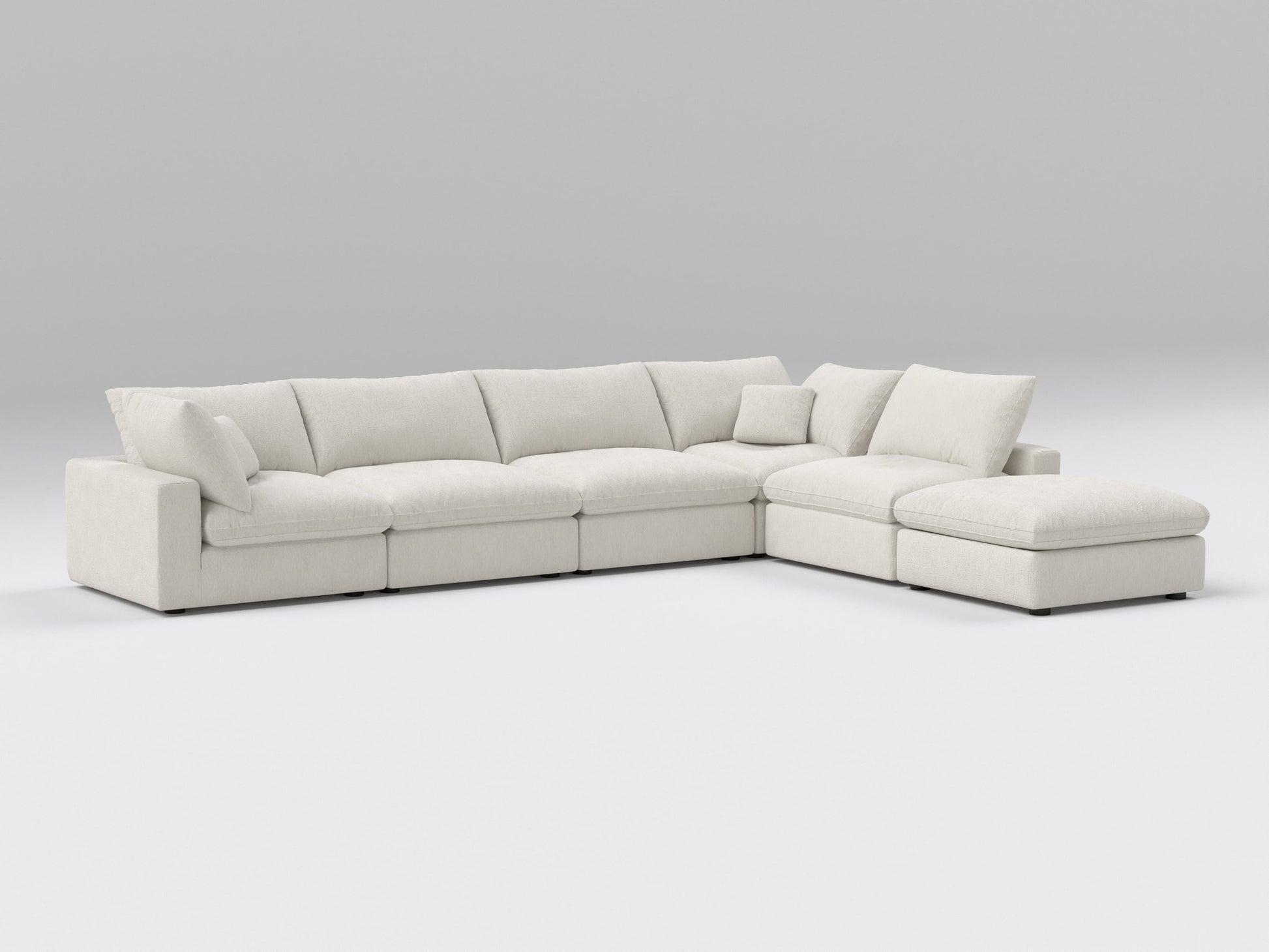 Classic 6-Piece Modular Sectional in Ivory – Left View – Deep Seating Sofa in Flexible Layout