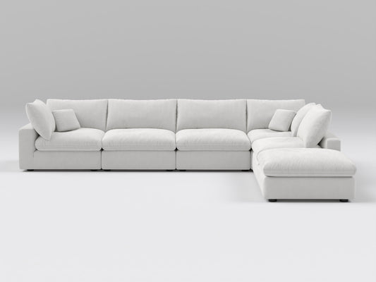 Classic Off-White Modular Sectional – 6-Piece Configuration
